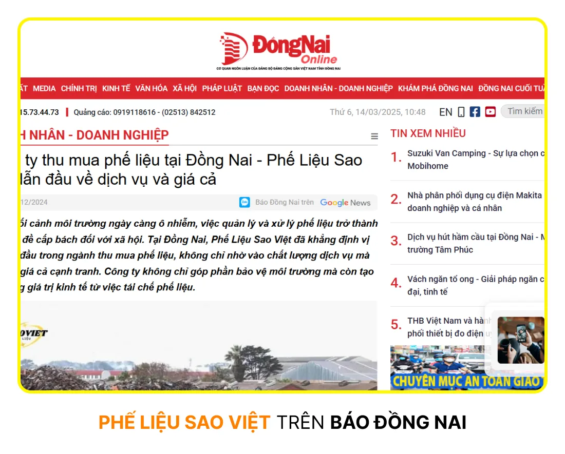 Phế Liệu Sao Việt trên Báo Đồng Nai