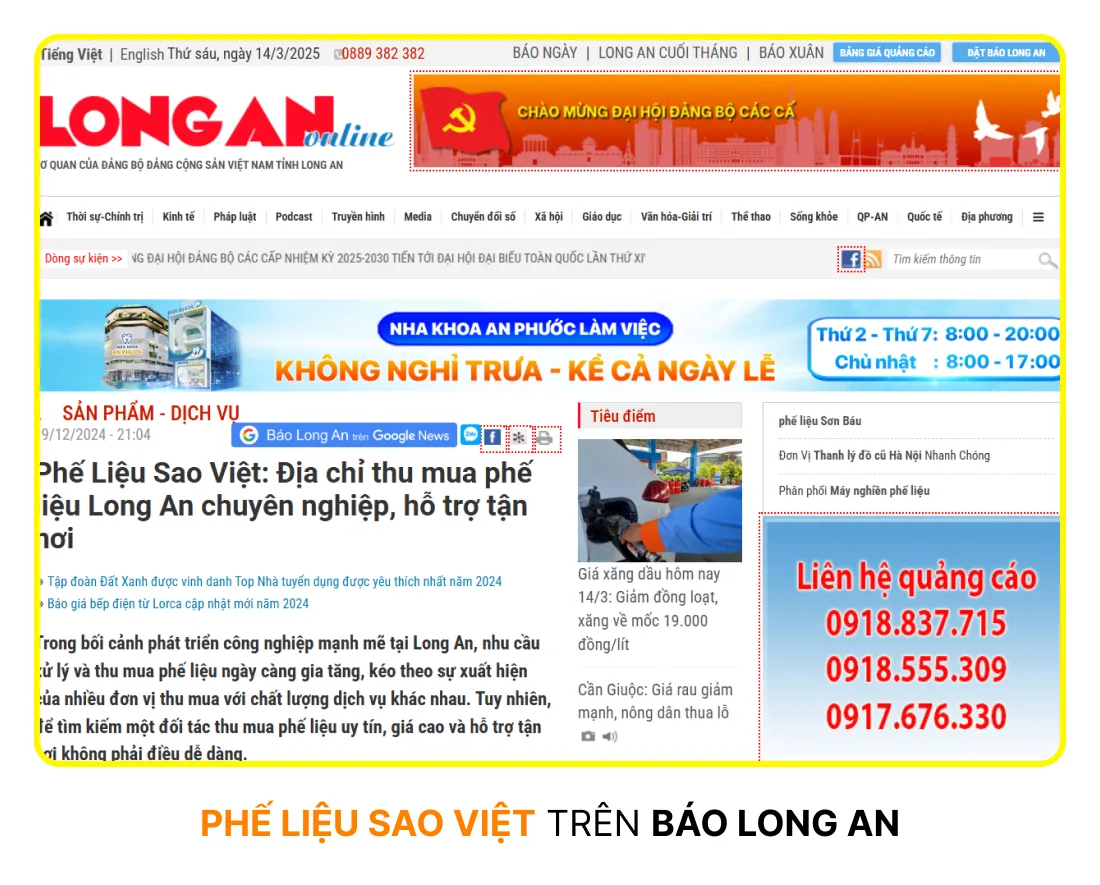 Phế Liệu Sao Việt Trên Báo Long An