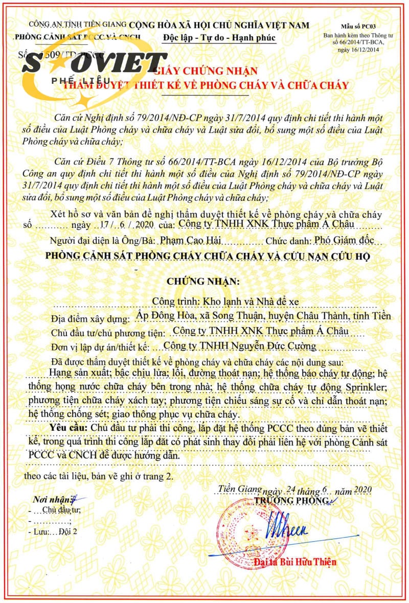 Giấy phép Phòng cháy chữa cháy (PCCC)