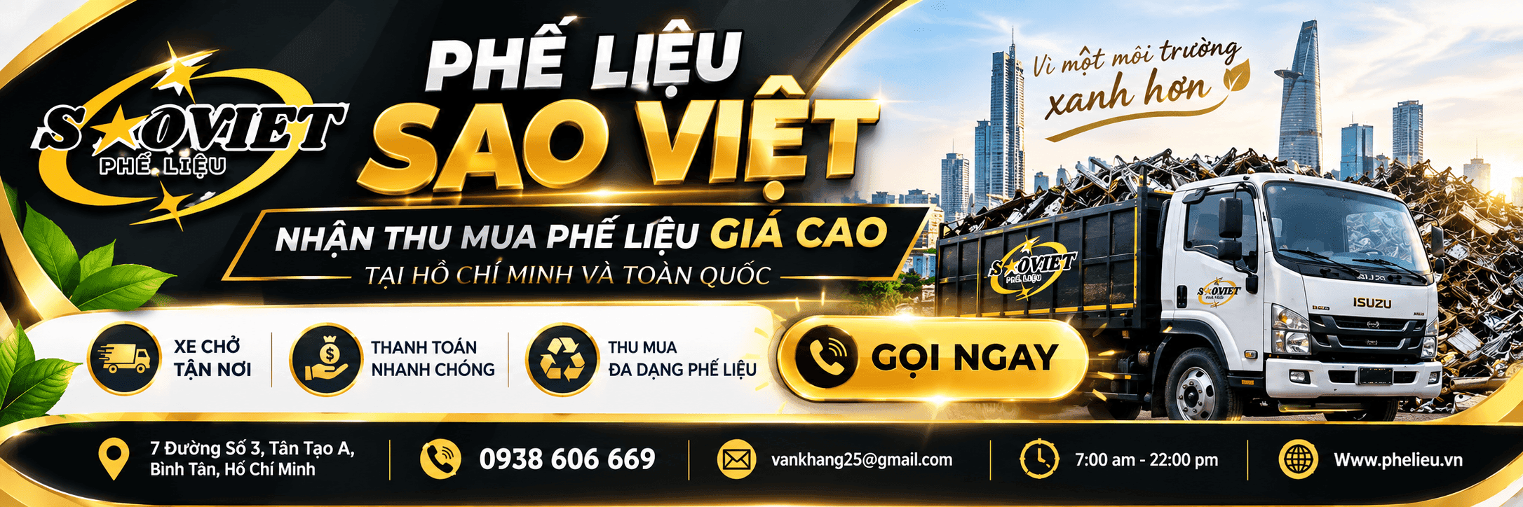 Liên hệ thu mua phế liệu giá cao Phế Liệu Sao Việt